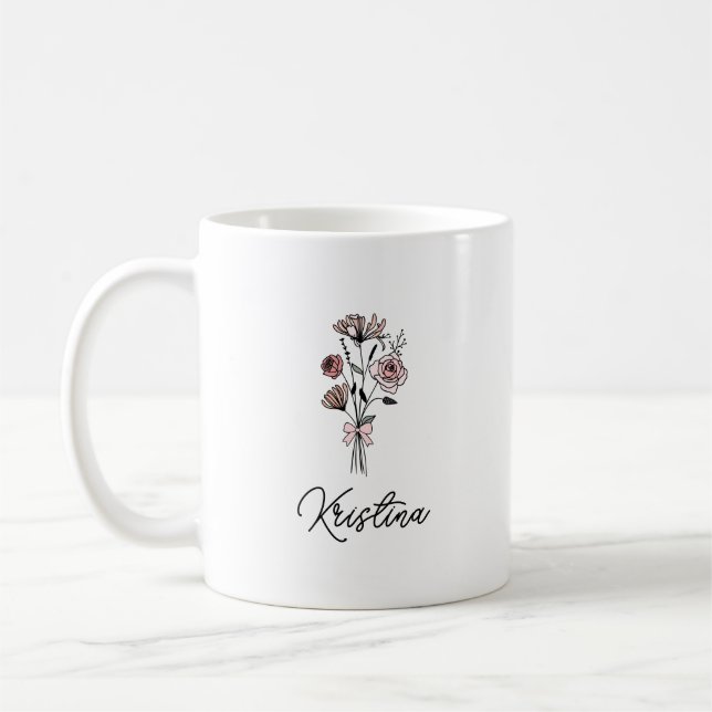 May Birth Blume & Elegante Script Name Kaffeetasse (Links)