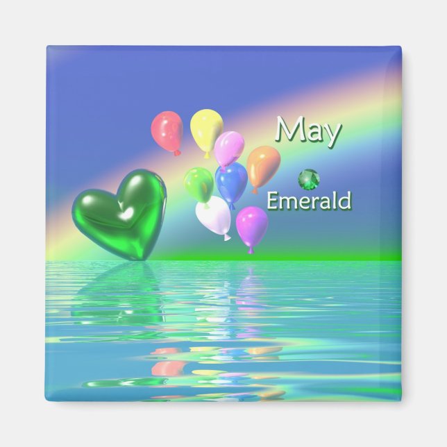 May Birthday Emerald Heart Magnet (Vorne)