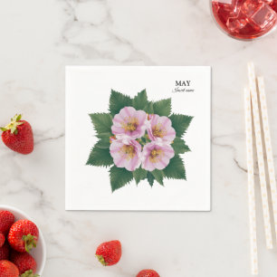 May Birthday Hawthorn Bloom: Personalisiert Serviette