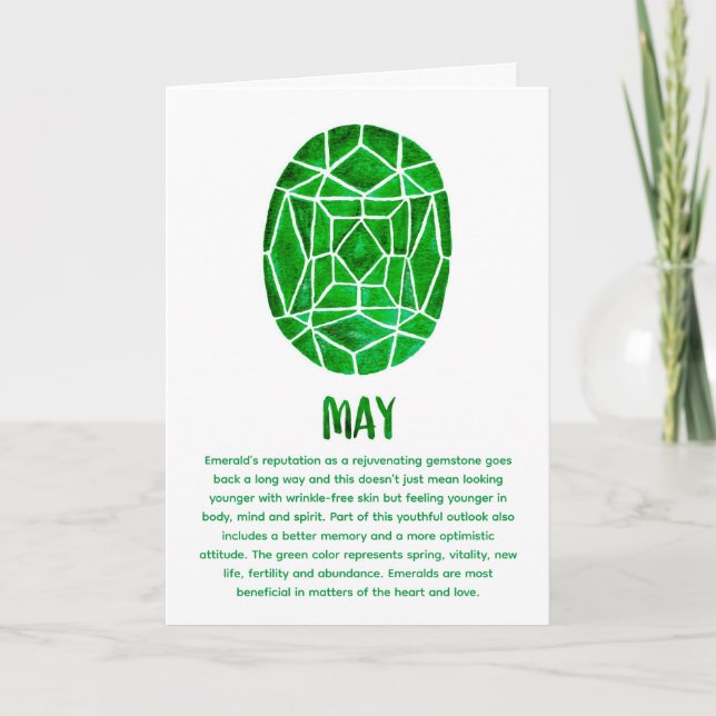 May Birthstone Emerald Birthday Watercolor Card Karte (Vorderseite)