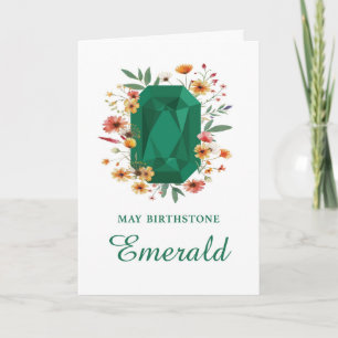 May Birthstone Smarald Geburtstag mit Wildblumen Karte