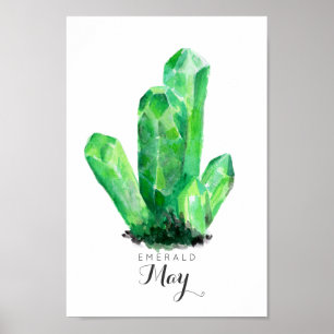 May Birthstone - Smarald Watercolor   Poster