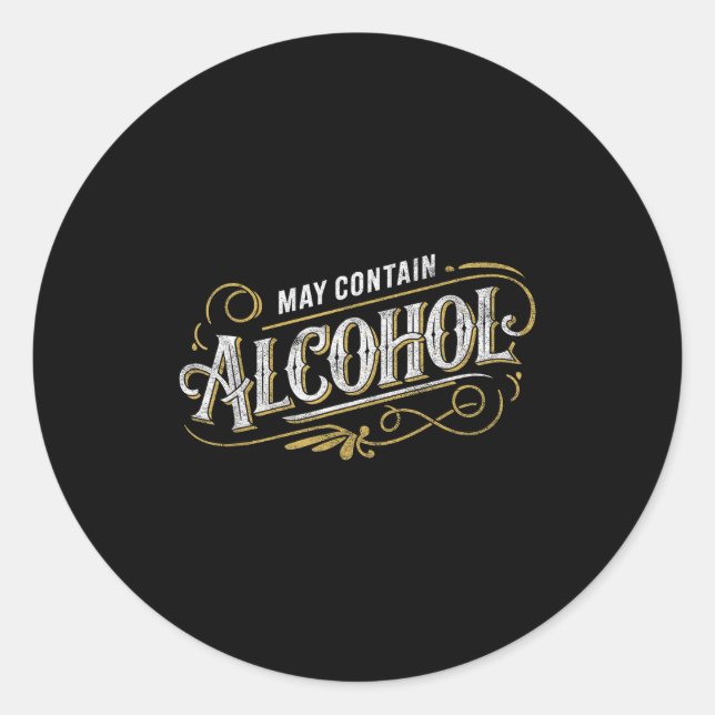 May Contain Alcohol Clic Party Humor  Runder Aufkleber (Vorderseite)