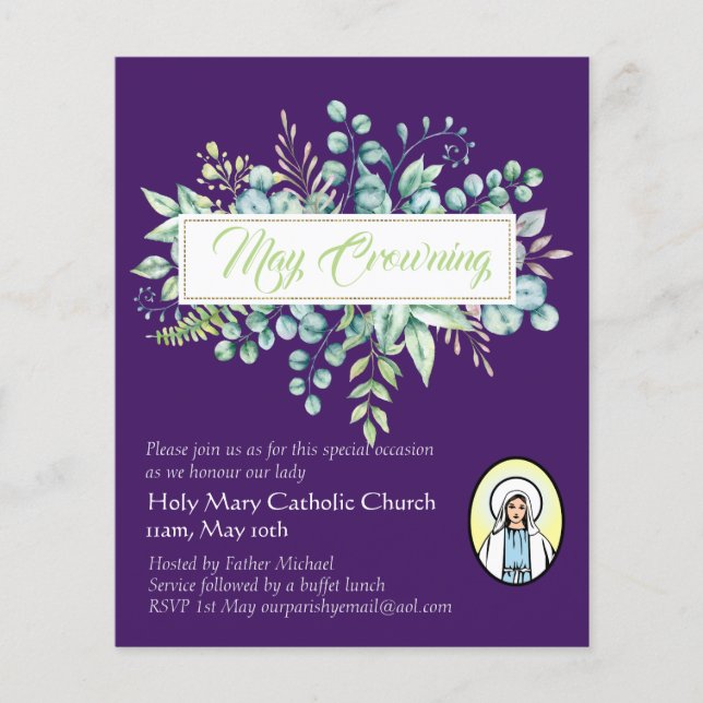 May Crowning lädt Jungfrau Mary Katholic ein (Vorderseite)