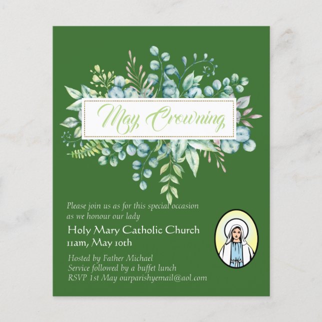May Crowning lädt Jungfrau Mary Katholic ein (Vorderseite)