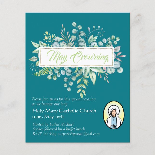 May Crowning lädt Jungfrau Mary Katholic ein (Vorderseite)