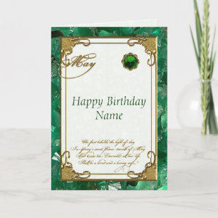 May Emerald Birthstone Birthday Card Karte