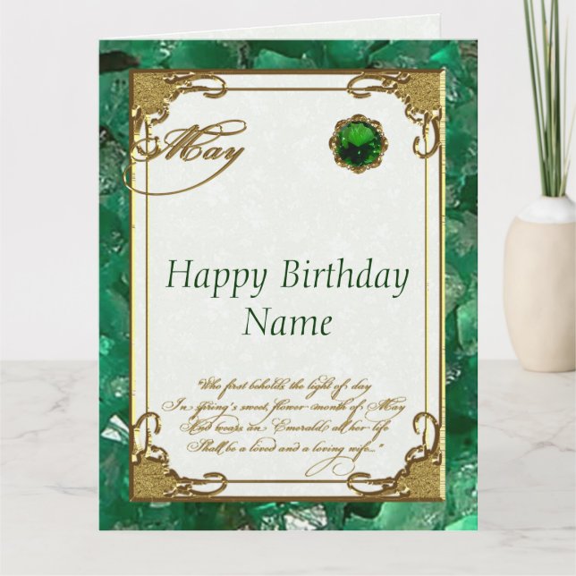 May Emerald Birthstone Geburtstag 8.5x11 Karte (Vorderseite)