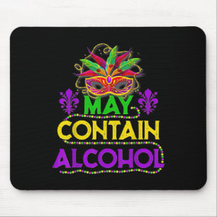 May enthält Alkohol Funny Mardi Gras 2025 Geschenk Mousepad