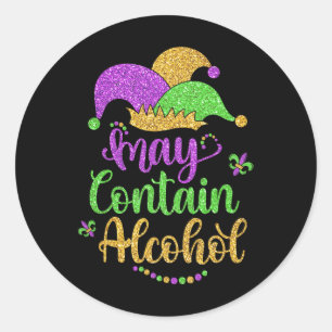 May enthält Alkohol Funny Mardi Gras 2025 Trinken Runder Aufkleber