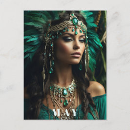 *~ MAY Goddess BIRTHDAY Emerald Boho AP53 Postkarte