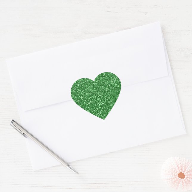 May Green Glitzer Herz-Aufkleber (Umschlag)