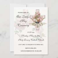 May Kroning Jungfrau Mary Religious Pink Roses Inv