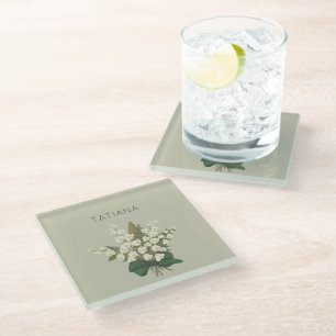 May Lily of the Valley Floral Bouquet Individuelle Glasuntersetzer