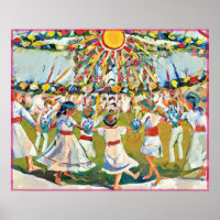 May Naive Folk Art Spring Celebration Poster