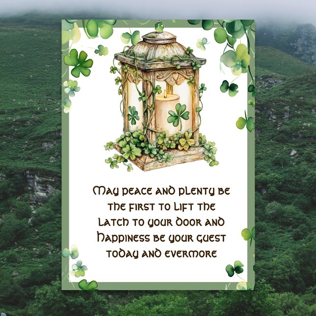May Peace n Plenty Irish Blessing Shamrock Lantern Karte (Von Creator hochgeladen)