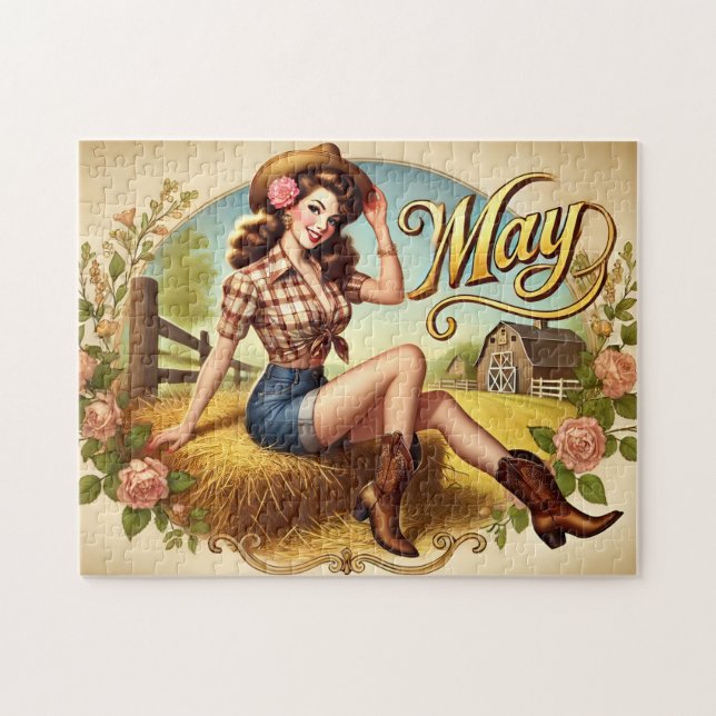 May Retro Country Cowgirl Western Pin-Up  (Horizontal)