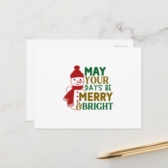 May Your Days Be Merry and Bright Christmas Postkarte (Vorderseite/Rückseite Beispiel)