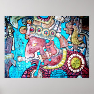 Maya Aztec Haut prêtre indien Poster d'art mexicai