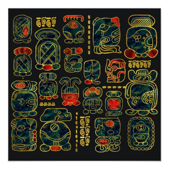 Maya Calendar Glyphen Zusammensetzung Poster (Vorderseite)
