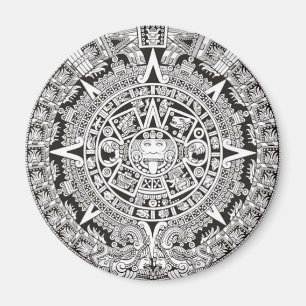 Maya Calendar Magnet Schwarz-Weiß