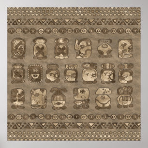Maya Calendar Monatsglyphen Poster
