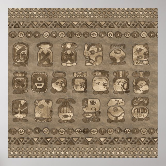 Maya Calendar Monatsglyphen Poster (Vorne)
