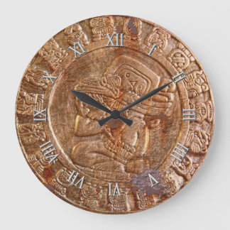 Maya Carved Metal Aztec Mexican Art History Clock Große Wanduhr