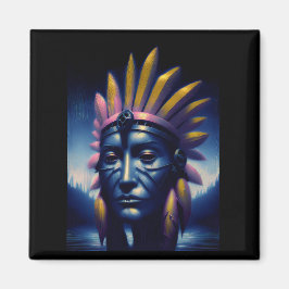 Maya Chieftain mit Hügeln im Hintergrund Magnet