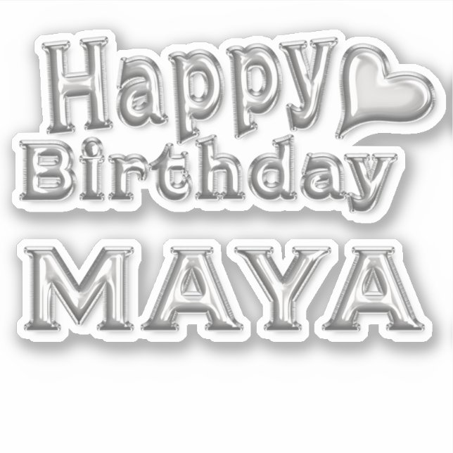 Maya Happy Birthday silver Aufkleber Sticker (Vorderseite)