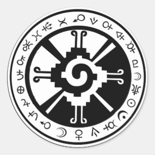 Maya Hunab Ku Schöpfer & Planetensymbole Runder Aufkleber