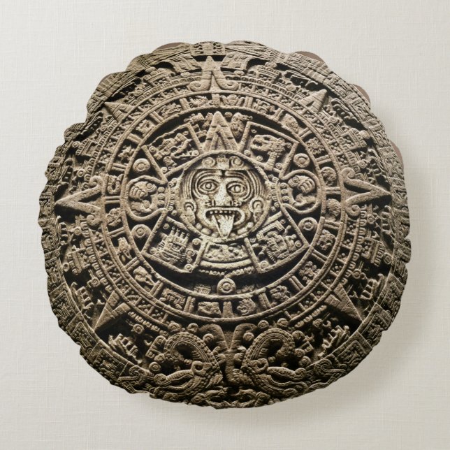 Maya-Kalender Rundes Kissen (Vorderseite)