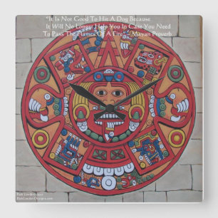 Maya-Kalender & Sprichwort-Wanduhr Quadratische Wanduhr