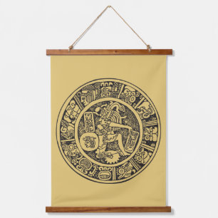 Maya-Kreis, mexikanische Hieroglyph (Maya) Wandteppich Mit Holzrahmen