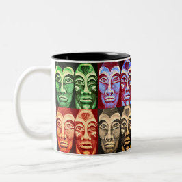 Maya-Krieger - mehrfarbige Malerei Zweifarbige Tasse