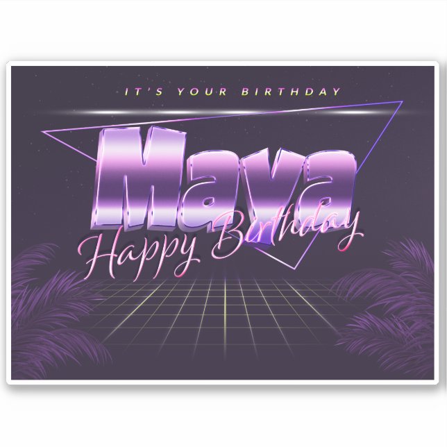 Maya Prénom lila retro Sticker (Devant)