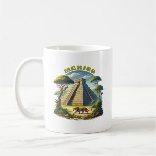 Maya Pyramide und Jaguar Mexiko Kaffeetasse