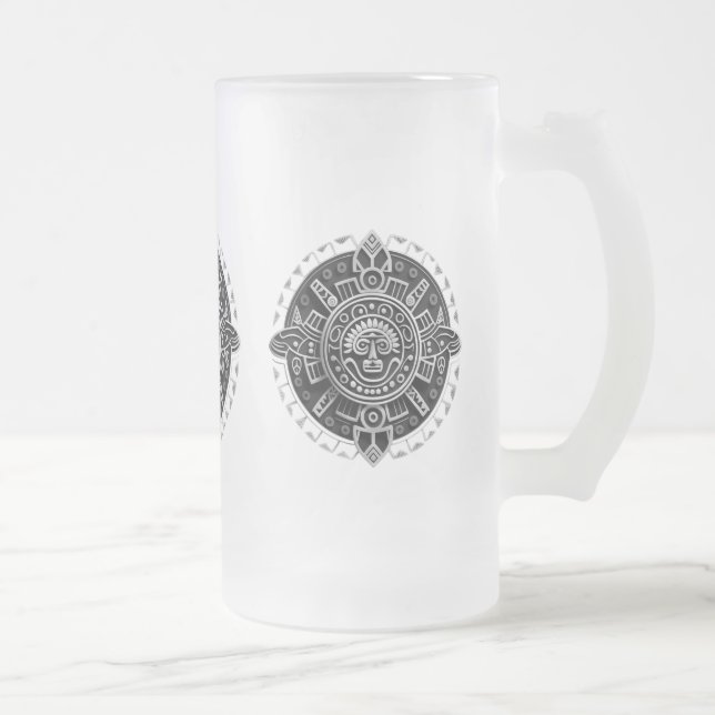 Maya-Symbol Mattglas Bierglas (Rechts)
