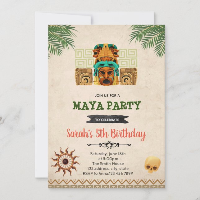 Maya thème anniversaire invitation (Devant)