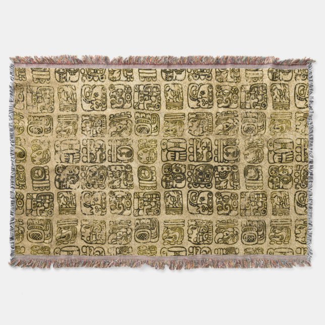 Maya- und aztekisches Glyphsgold auf Vintager Decke (Vorderseite)
