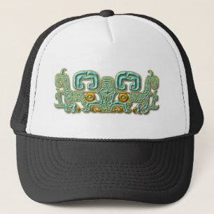 MayaJaguar-Türkis und Gold Truckerkappe