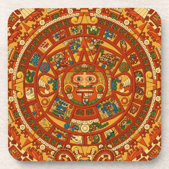 'Mayakalender Stone Getränkeuntersetzer (Vorderseite)