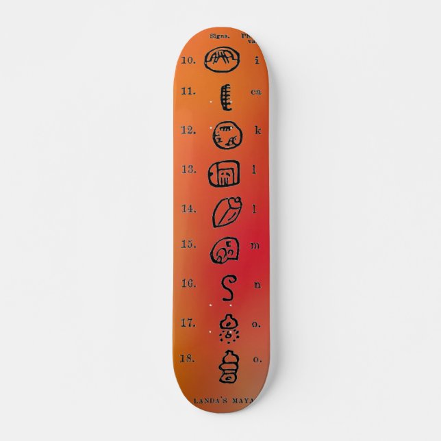 Mayan Alphabet Skateboard (Vorne)