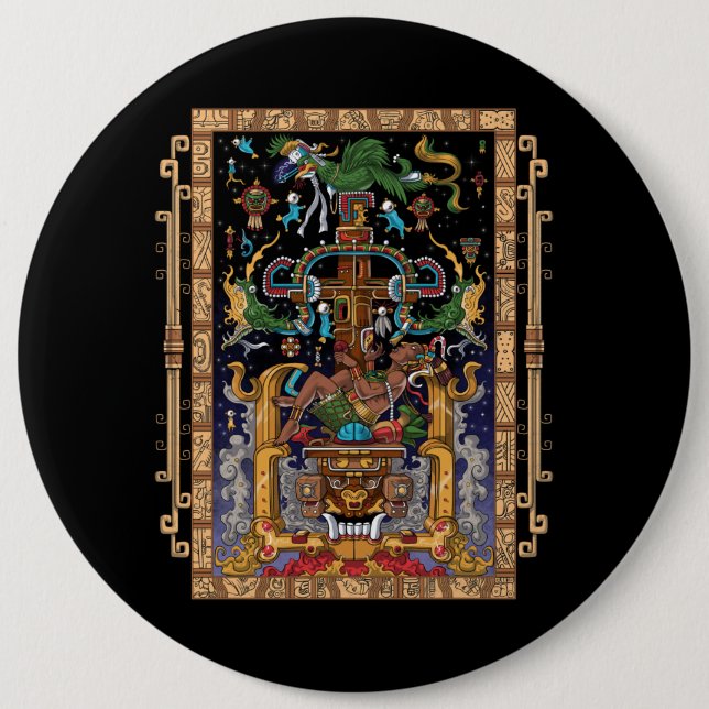 Mayan Astronaut King Pakal Button (Vorderseite)