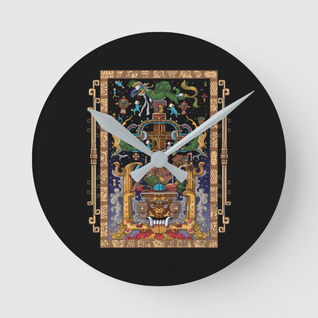 Mayan Astronaut King Pakal Runde Wanduhr (Vorderseite)
