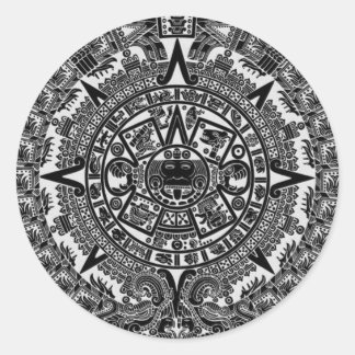 Mayan Aztec Calendar (schwarz) 21.12.2012 Runder Aufkleber