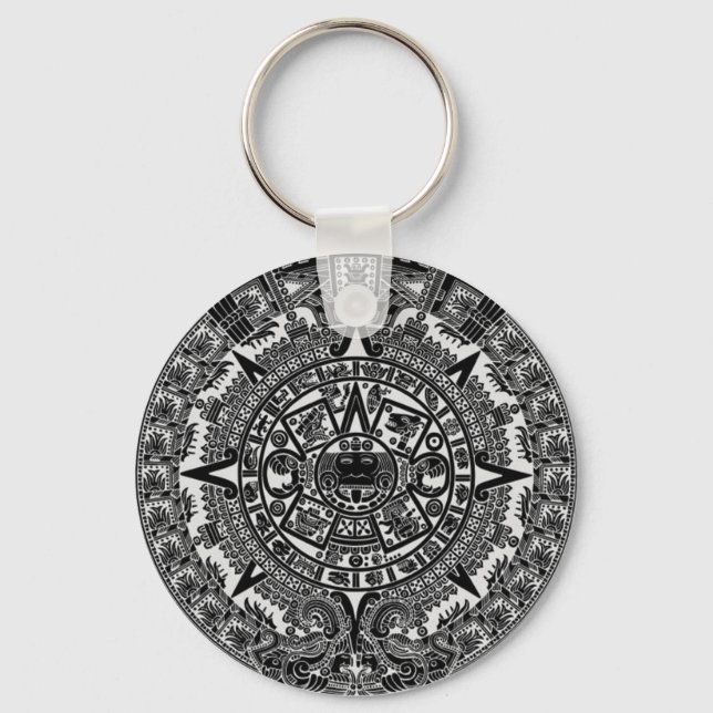 Mayan Aztec Calendar (schwarz) 21.12.2012 Schlüsselanhänger (Vorderseite)