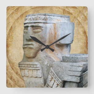 Mayan Chacmool Statue Quadratische Wanduhr