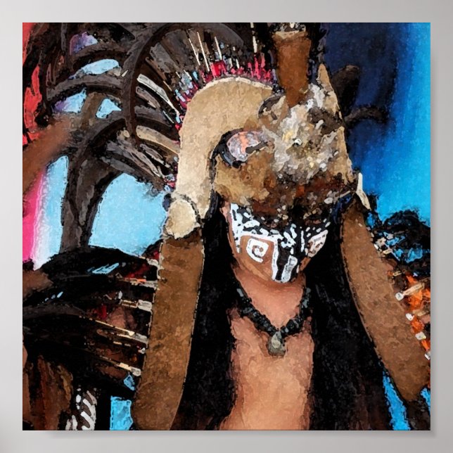 Mayan Dancer-Male (Wasserfarbe) Poster (Vorne)