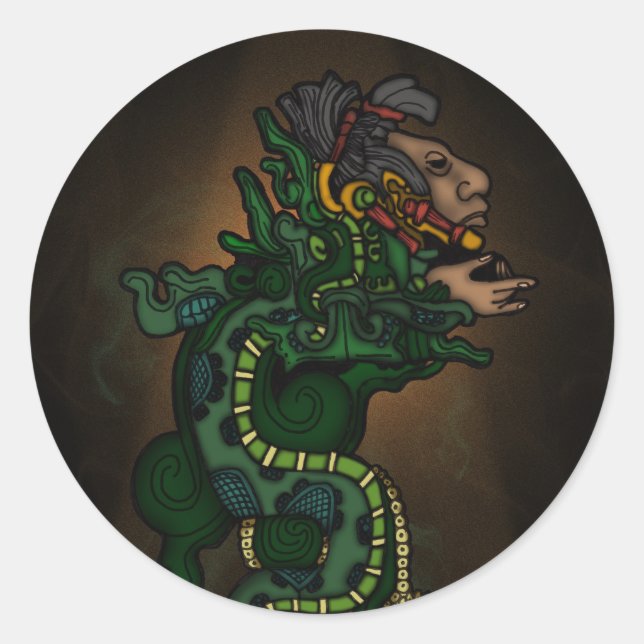 Mayan Serpent God Runder Aufkleber (Vorderseite)